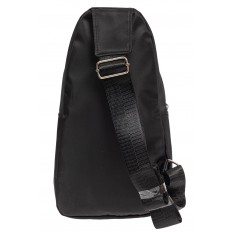 На фото 3 - Молодёжная сумка-слинг из текстиля, цвет чёрный