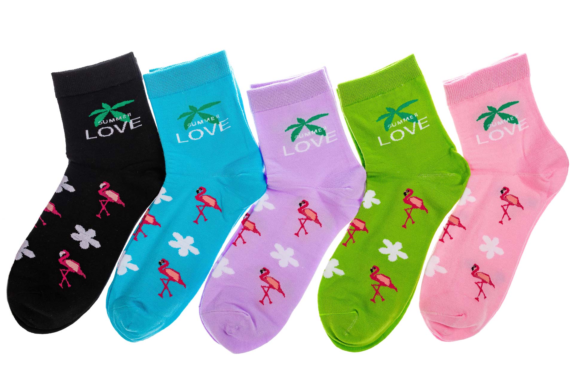 На фото 2 - Хлопковые носки с надписью и принтом, цвет розовый