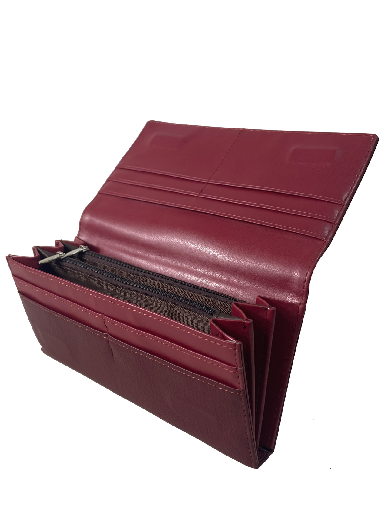 На фото 2 - Женское портмоне из мягкой искусственной кожи,  цвет бордовый