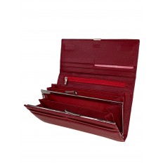 На фото 2 - Полноразмерный кошелёк-портмоне из натуральной кожи, цвет красный