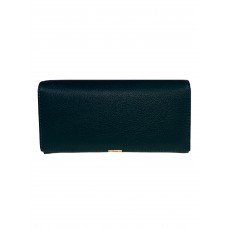 На фото 1 - Полноразмерный кошелёк-портмоне из натуральной кожи, цвет тёмно-зелёный