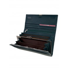 На фото 2 - Полноразмерный кошелёк-портмоне из натуральной кожи, цвет тёмно-зелёный