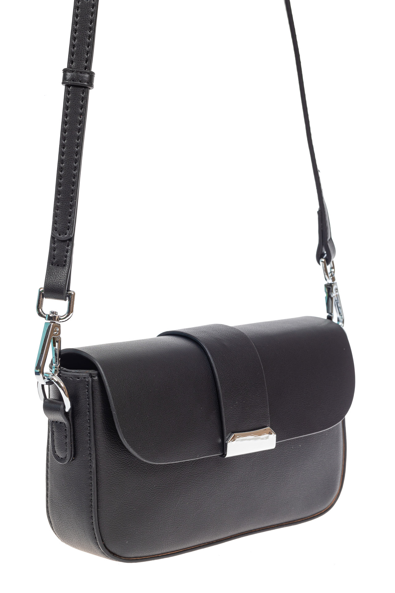 На фото 1 - Женская сумочка кросс-боди из натуральной кожи, цвет чёрный