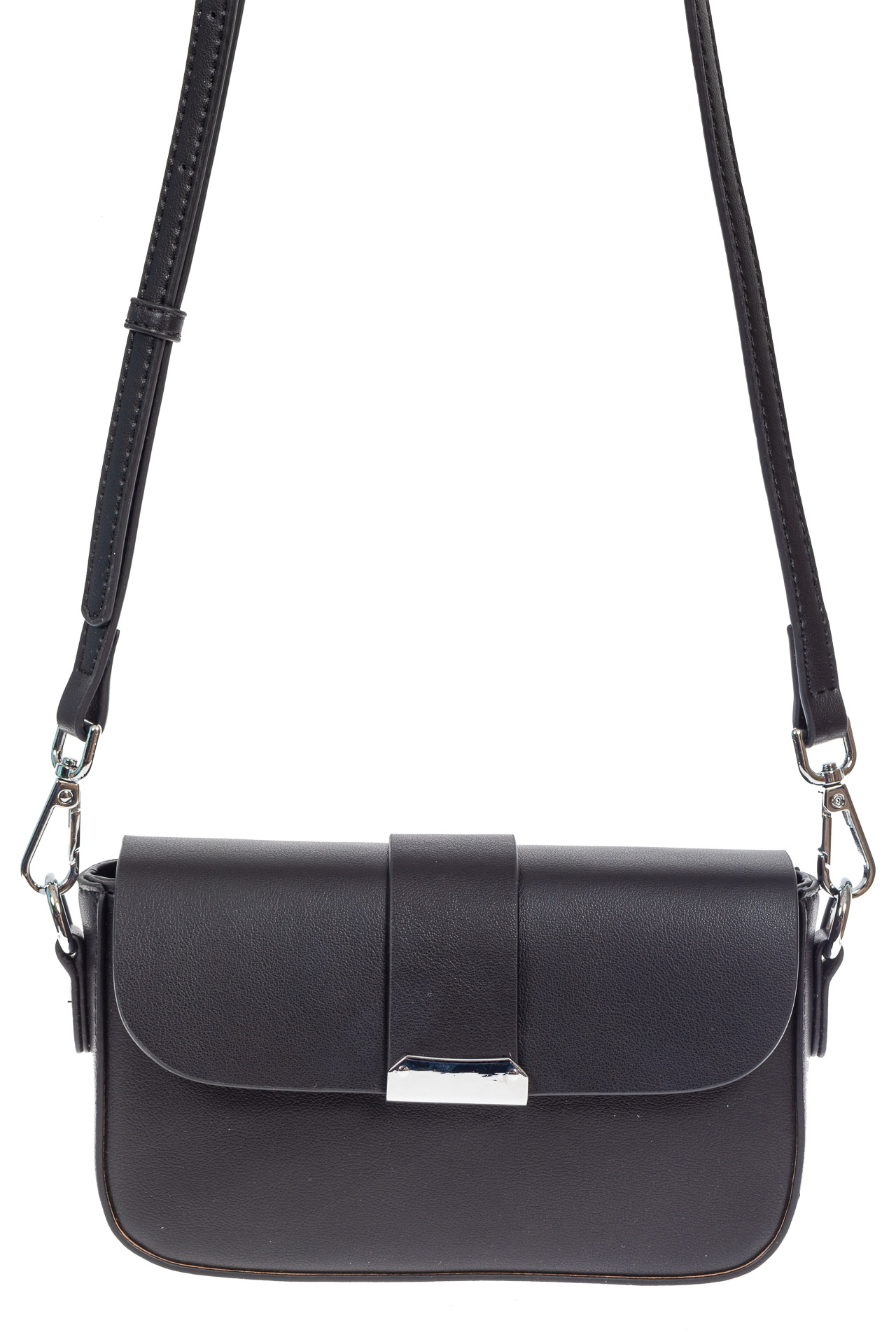 На фото 2 - Женская сумочка кросс-боди из натуральной кожи, цвет чёрный