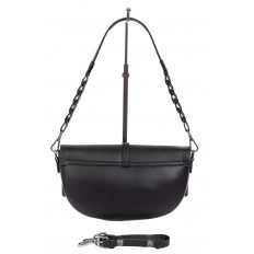 На фото 3 - Кожаная сумка-седло с плетёной ручкой, цвет чёрный