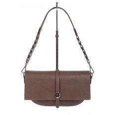 На фото 2 - Кожаная сумка-седло с плетёной ручкой, цвет коричневый