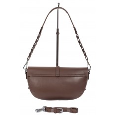 На фото 3 - Кожаная сумка-седло с плетёной ручкой, цвет коричневый