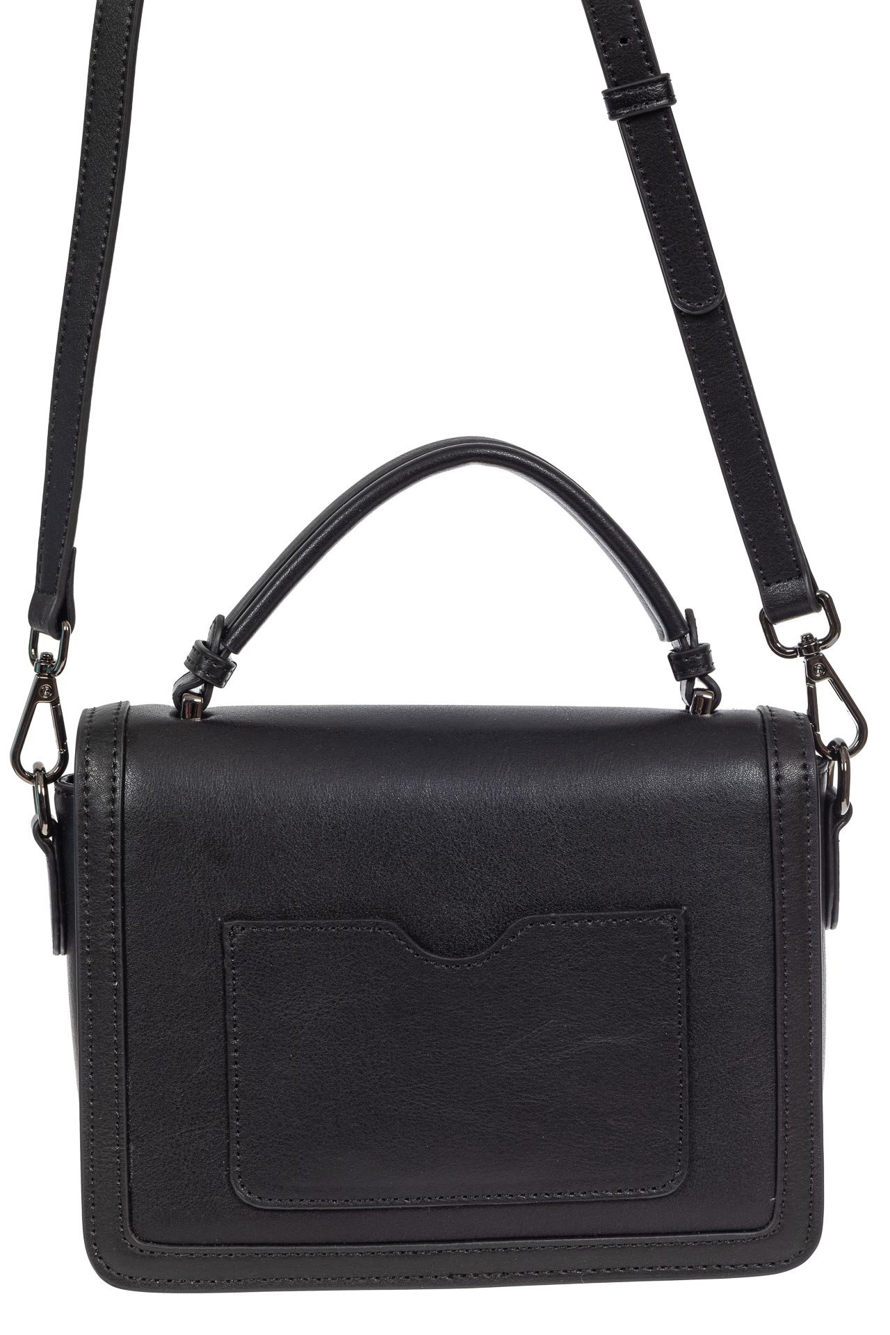 На фото 3 - Каркасная сумка сэтчел из натуральной кожи, цвет чёрный