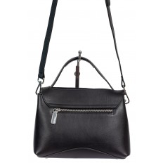На фото 3 - Кожаная женская сумка satchel, цвет чёрный