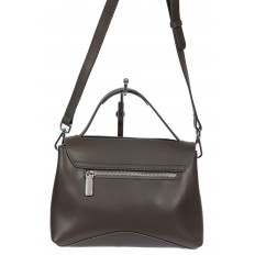 На фото 3 - Кожаная женская сумка satchel, цвет графит