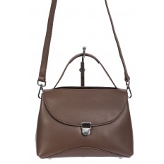 На фото 2 - Кожаная женская сумка satchel, цвет коричневый