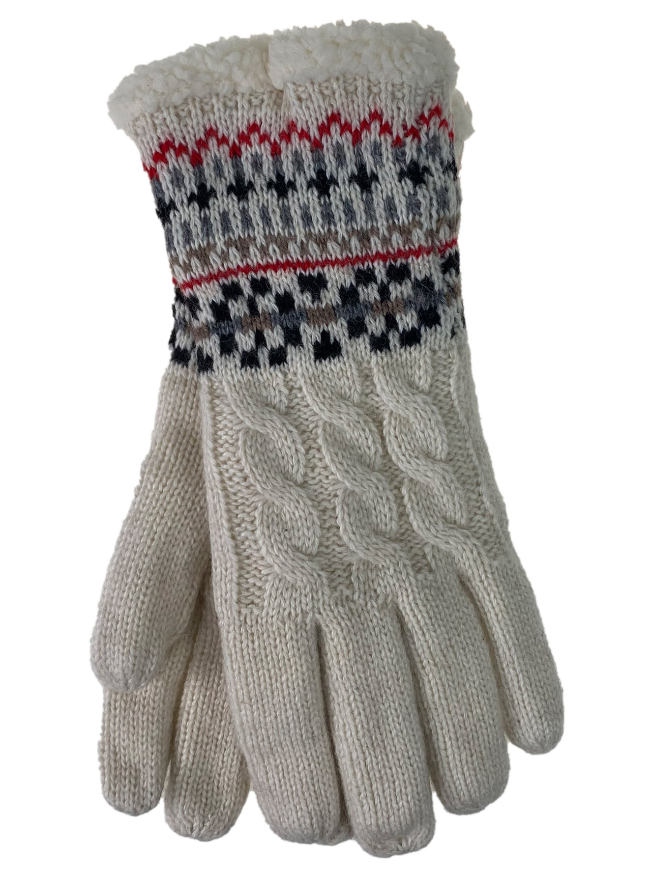 На фото 1 - Вязаные перчатки из шерсти, цвет  белый