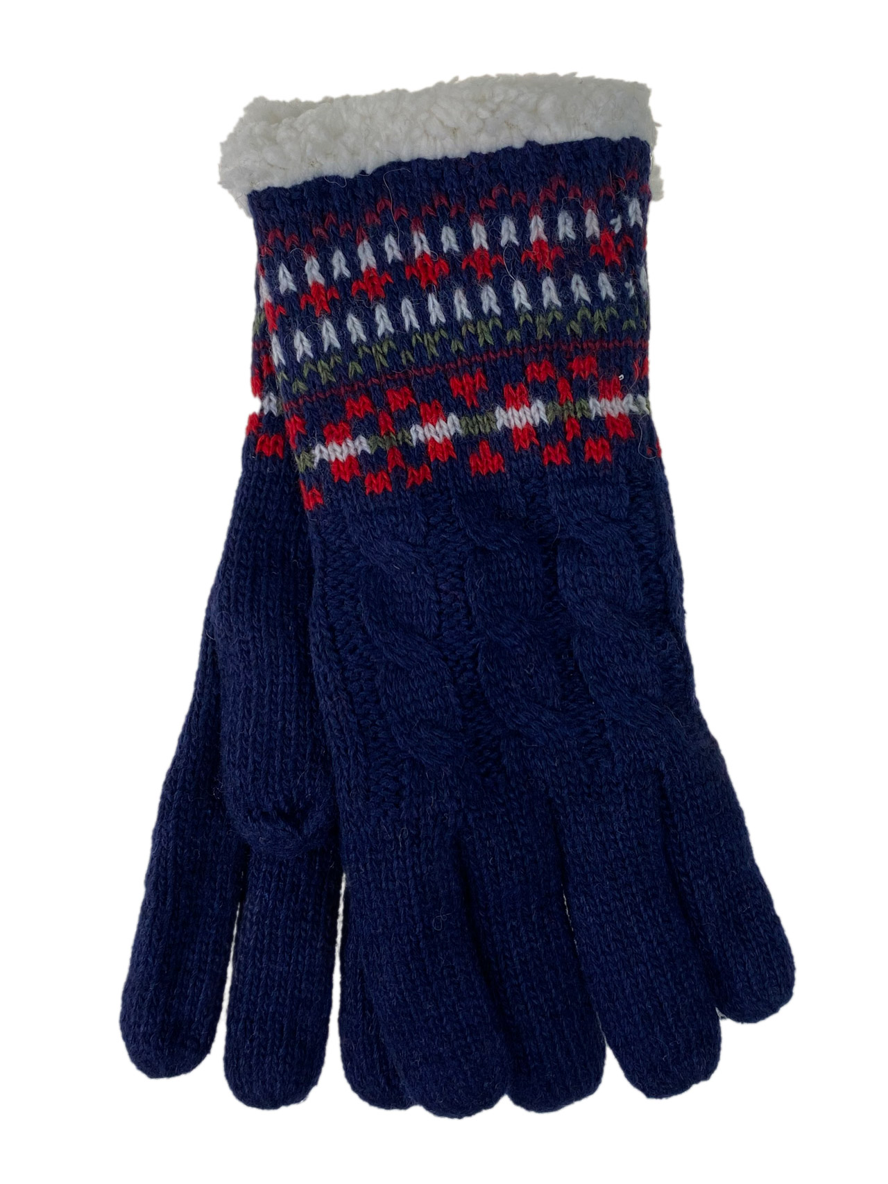 На фото 1 - Вязаные перчатки из шерсти, цвет синий