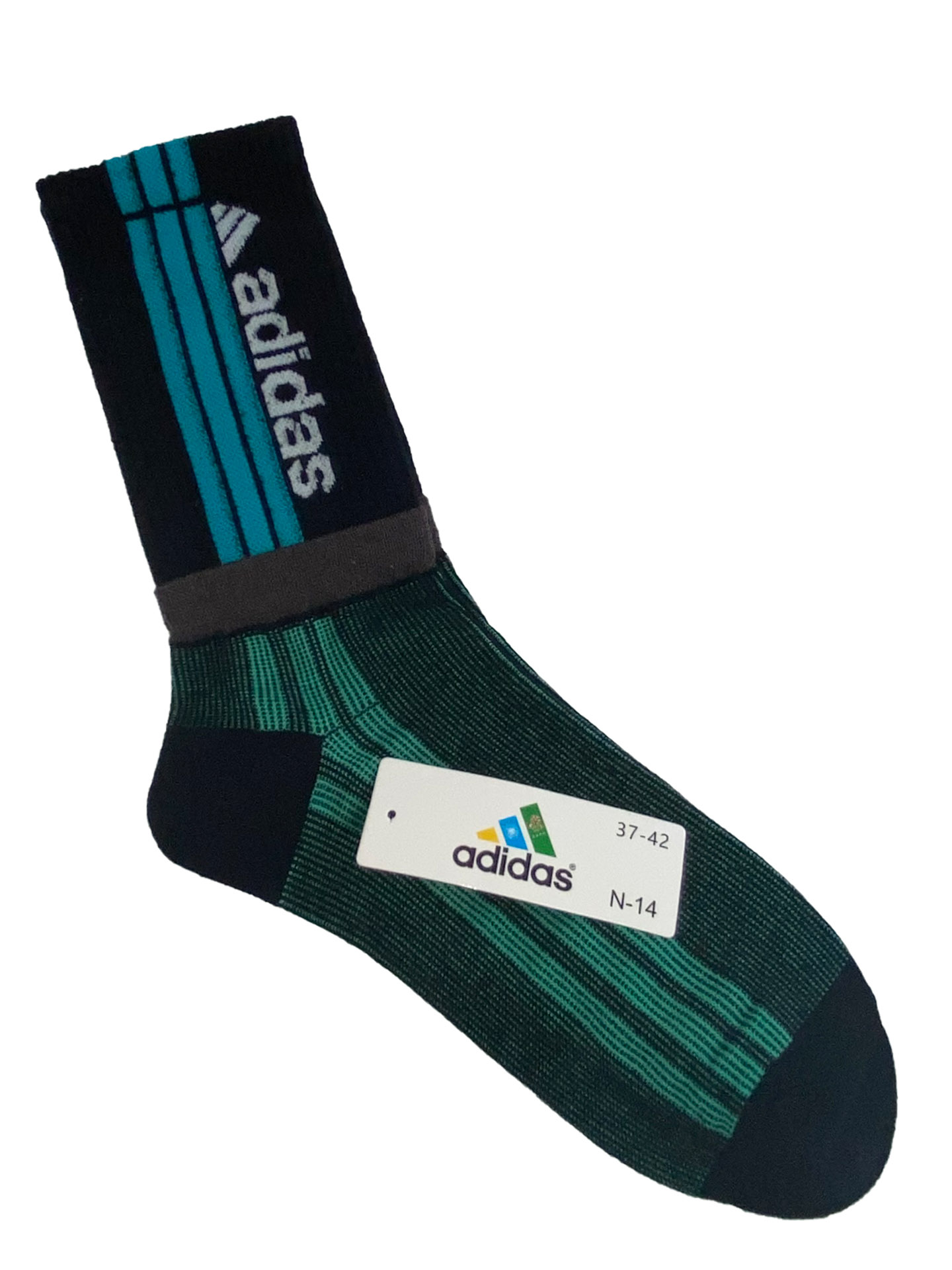 На фото 1 - Спортивные высокие носки с принтом, цвет чёрный