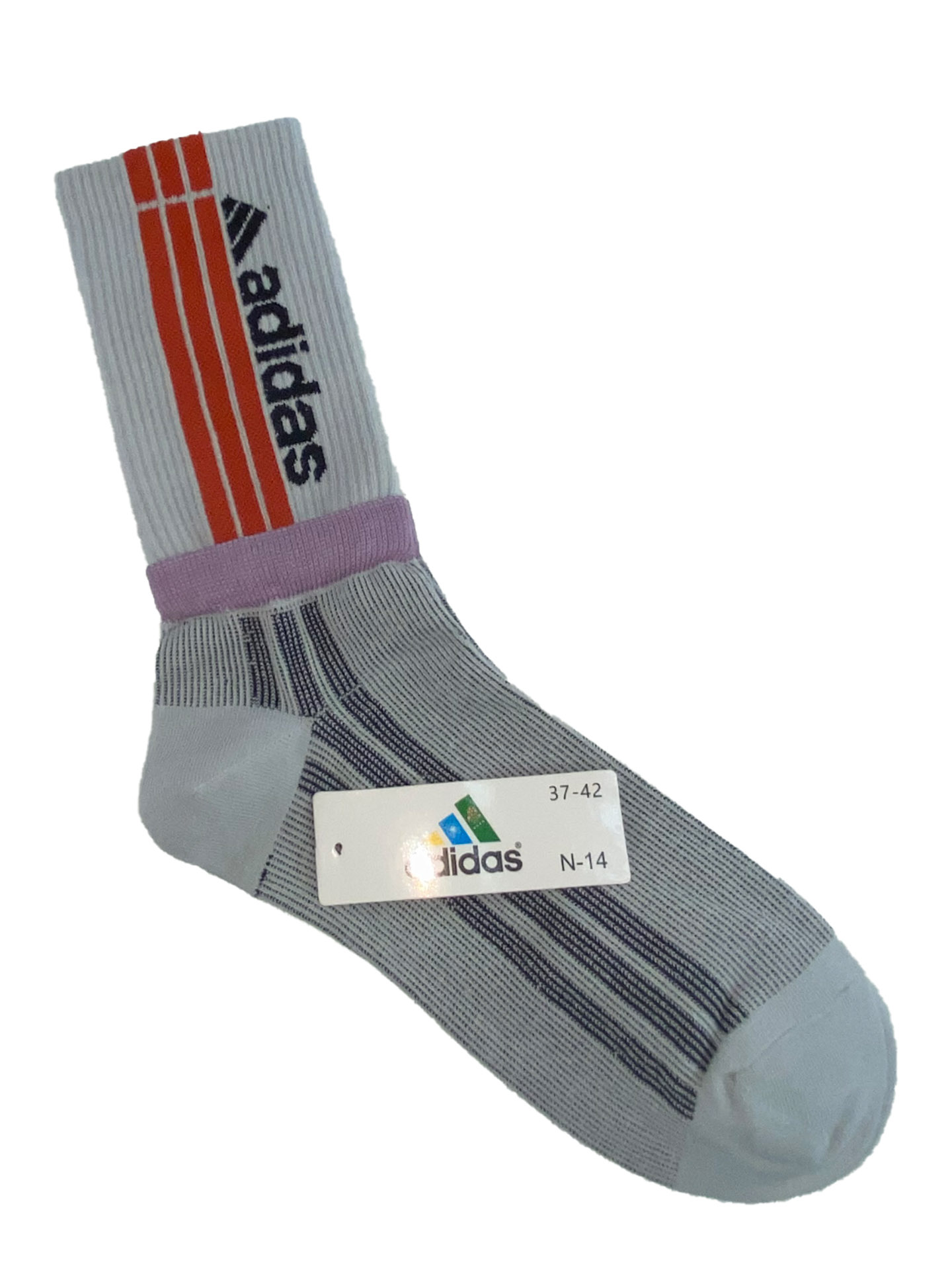 На фото 1 - Спортивные высокие носки с принтом, цвет серый