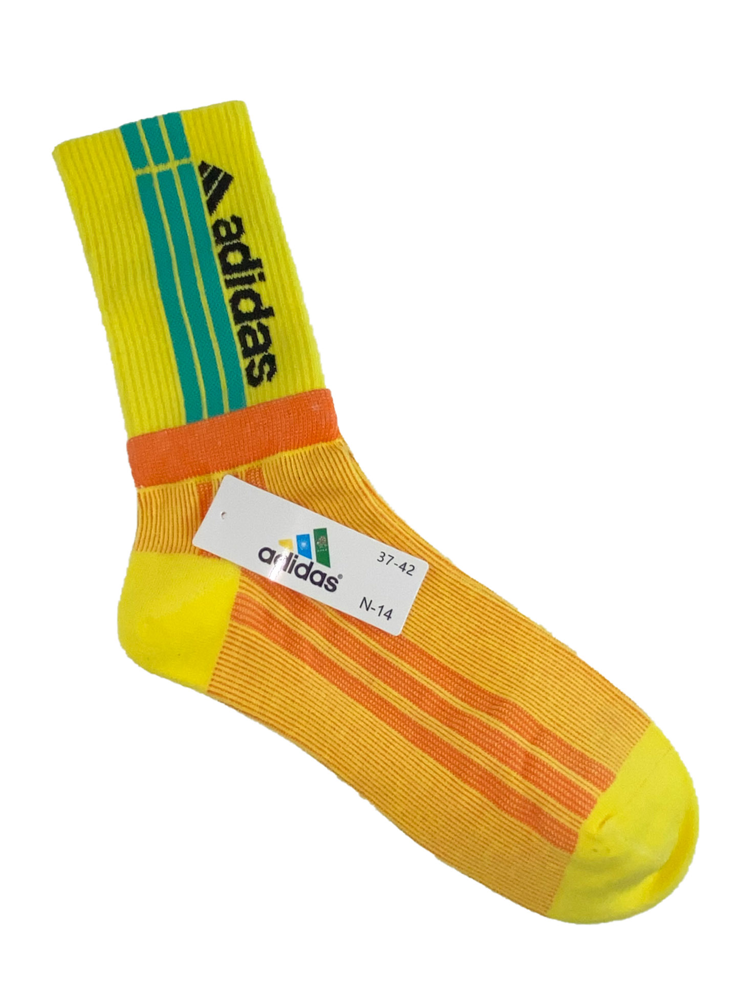 На фото 1 - Спортивные высокие носки с принтом, цвет жёлтый