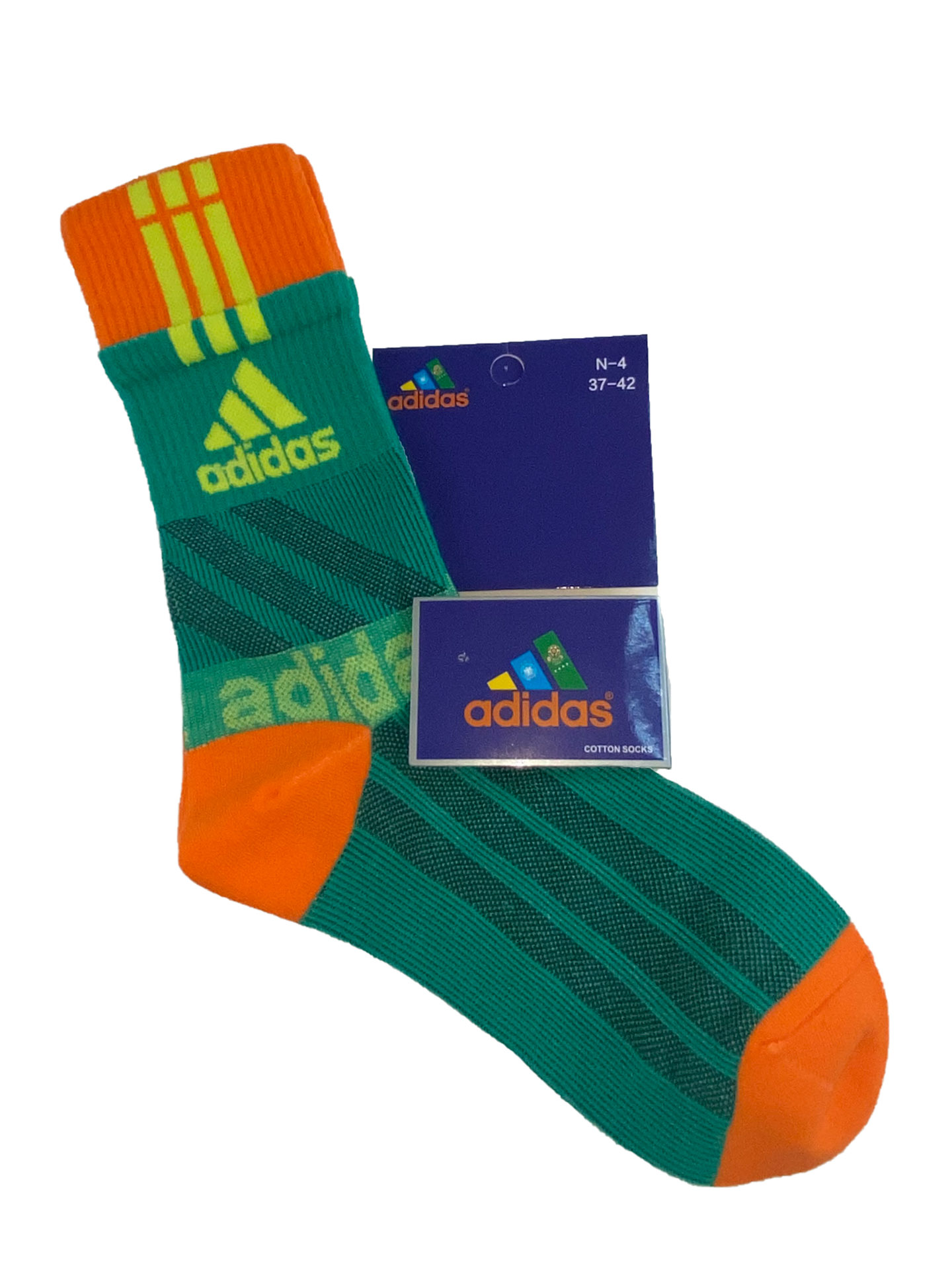На фото 1 - Высокие спортивные носки c принтом, цвет зелёный