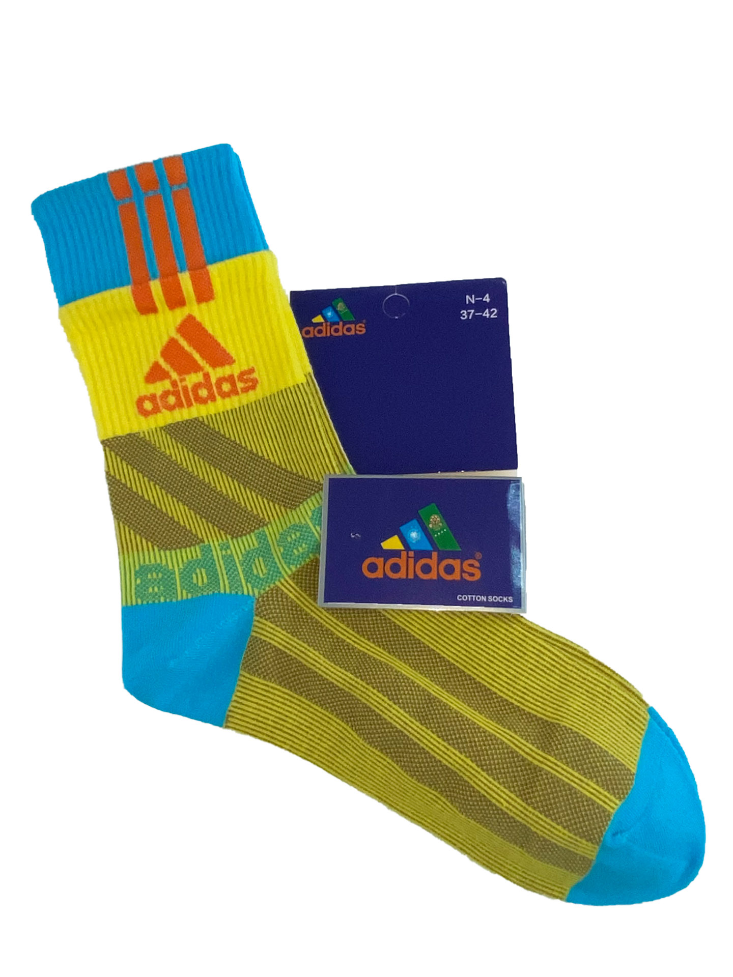 На фото 1 - Высокие спортивные носки c принтом, цвет жёлтый