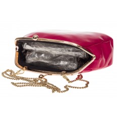 На фото 4 - Ярко-розовая сумка из натуральной кожи с рамочным замком
