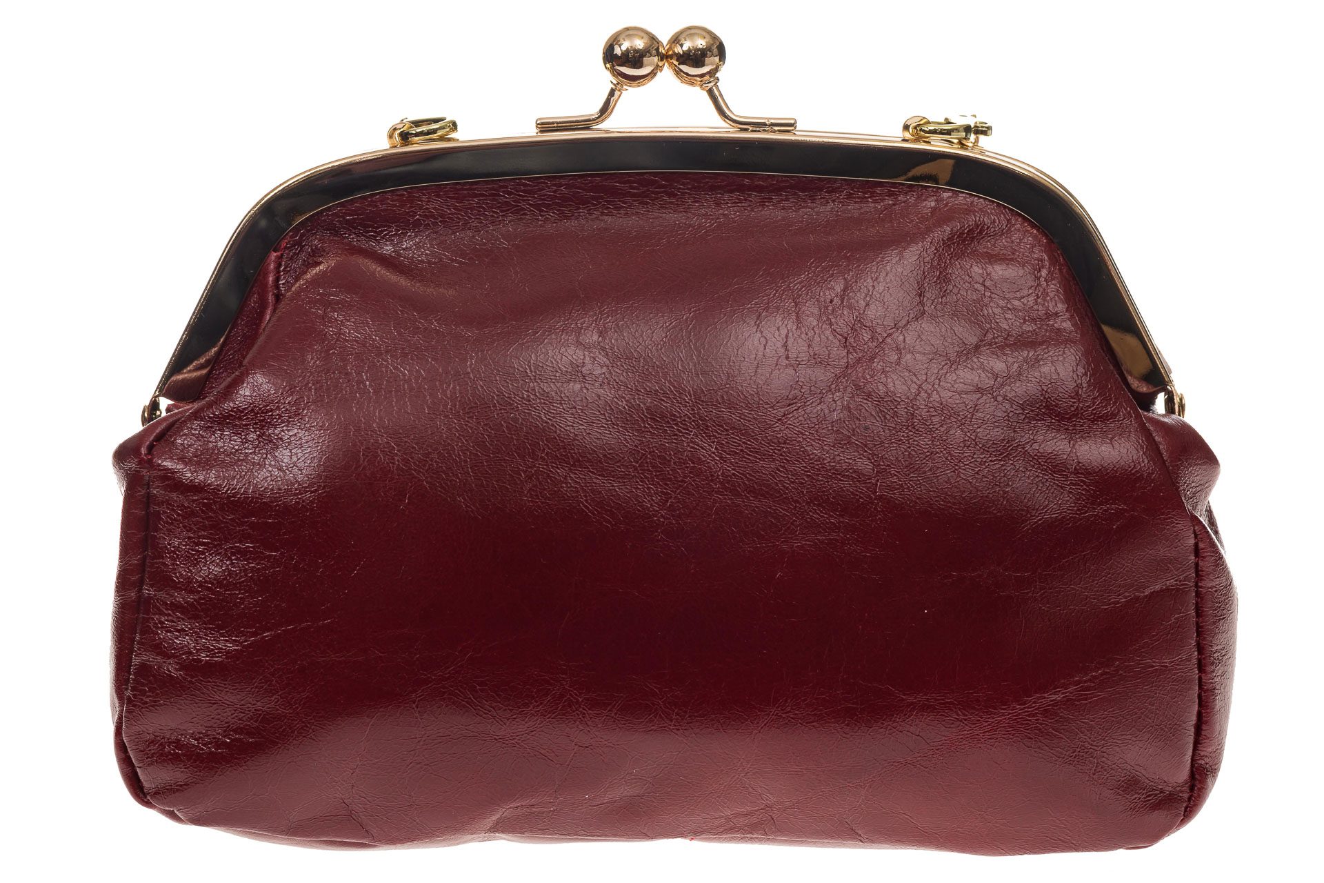 На фото 3 - Бордовая сумка из натуральной кожи с рамочным замком