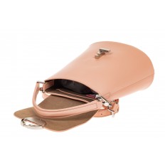 На фото 3 - Сумка bucket-bag из натуральной кожи с пряжкой-кольцом, цвет розовый