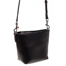 На фото 1 - Летняя сумка-ведро из натуральной кожи, цвет черный