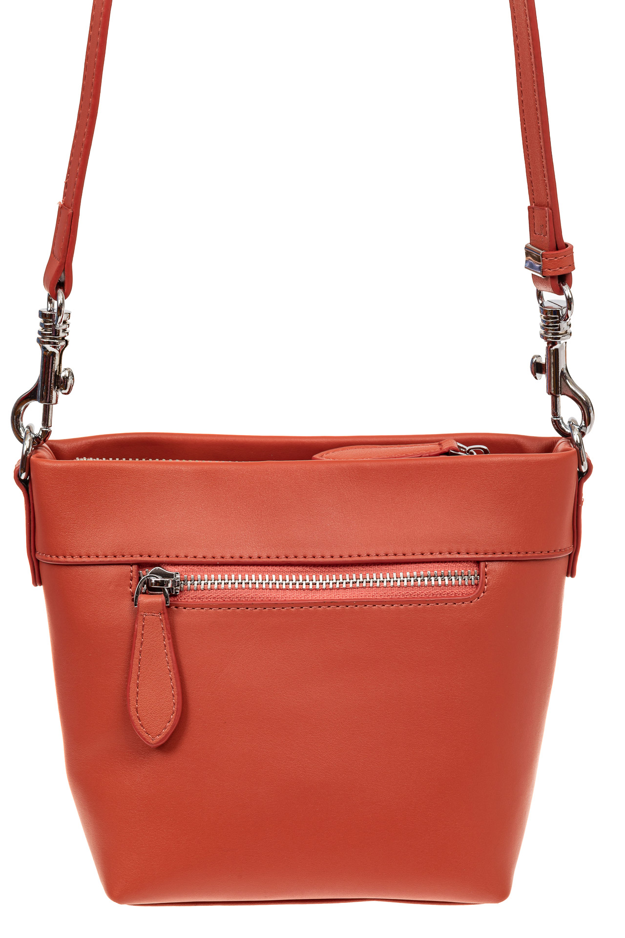 На фото 2 - Летняя сумка-ведро из натуральной кожи, цвет оранжевый
