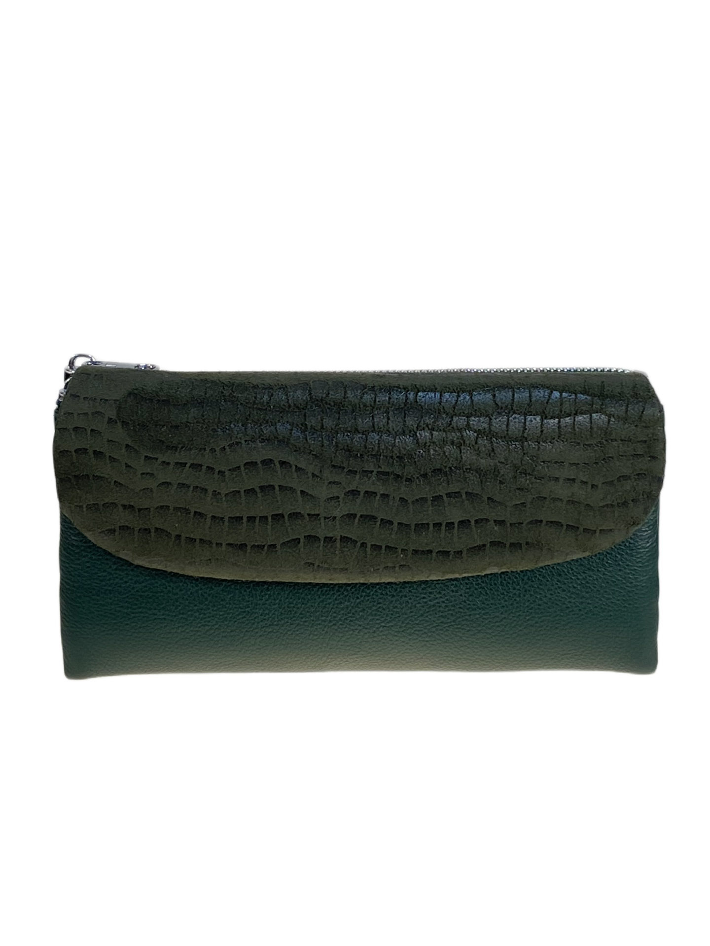 На фото 1 - Женский кошелёк  из натуральной кожи, цвет зеленый