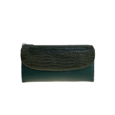 На фото 1 - Женский кошелёк  из натуральной кожи, цвет зеленый