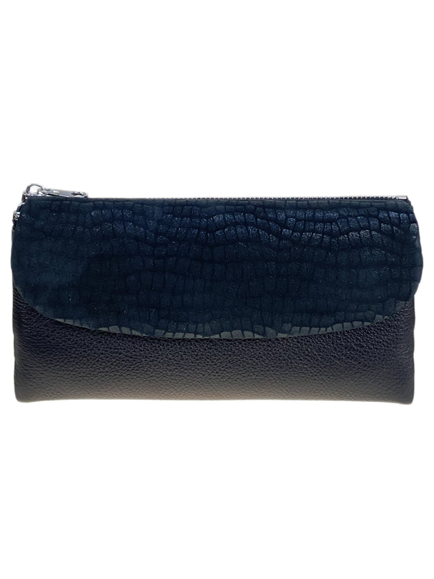 На фото 1 - Женский кошелёк  из натуральной кожи, цвет черный