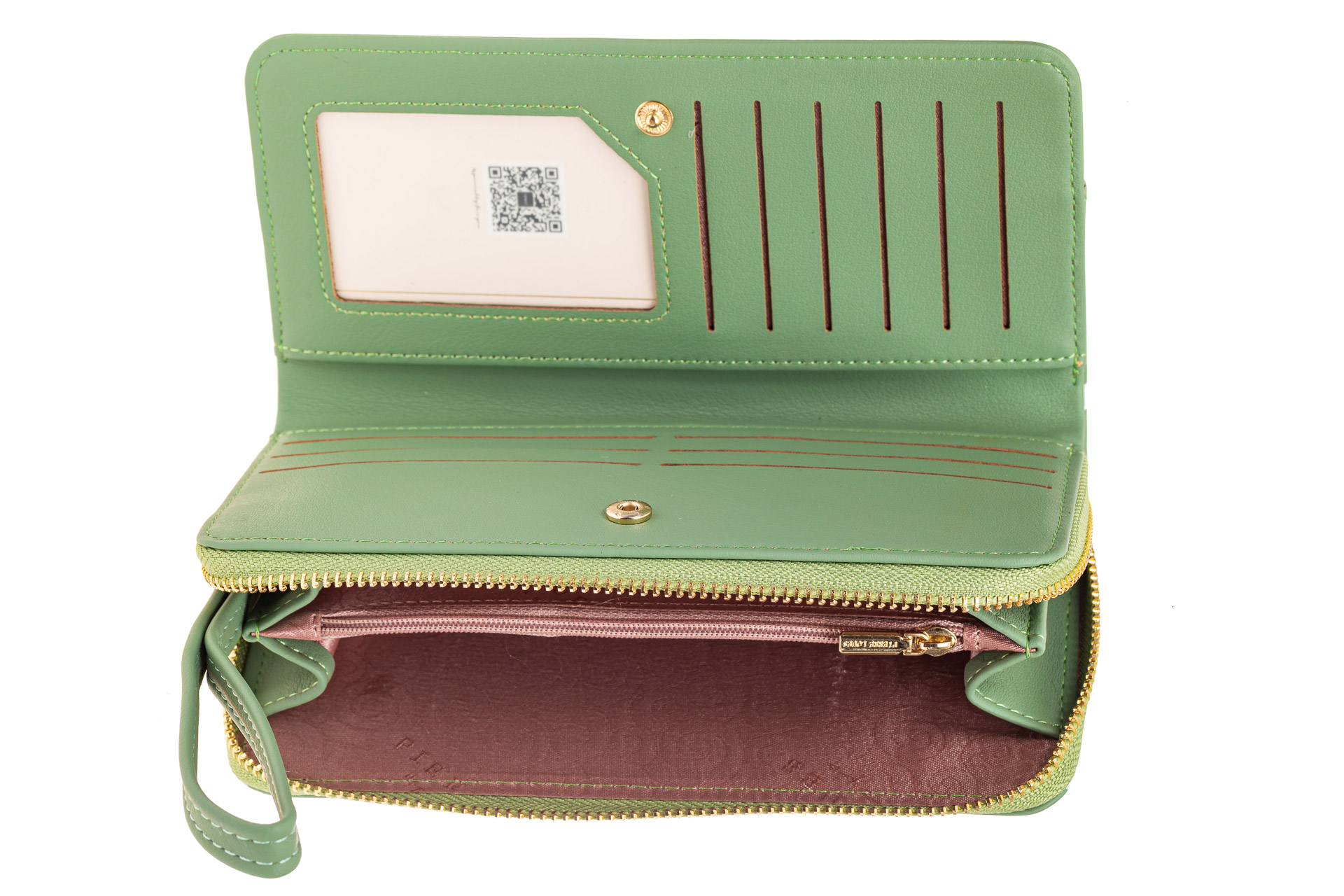 На фото 2 - Стильный кошелек женский из кожзама, зеленый