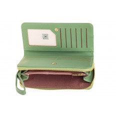 На фото 2 - Стильный кошелек женский из кожзама, зеленый