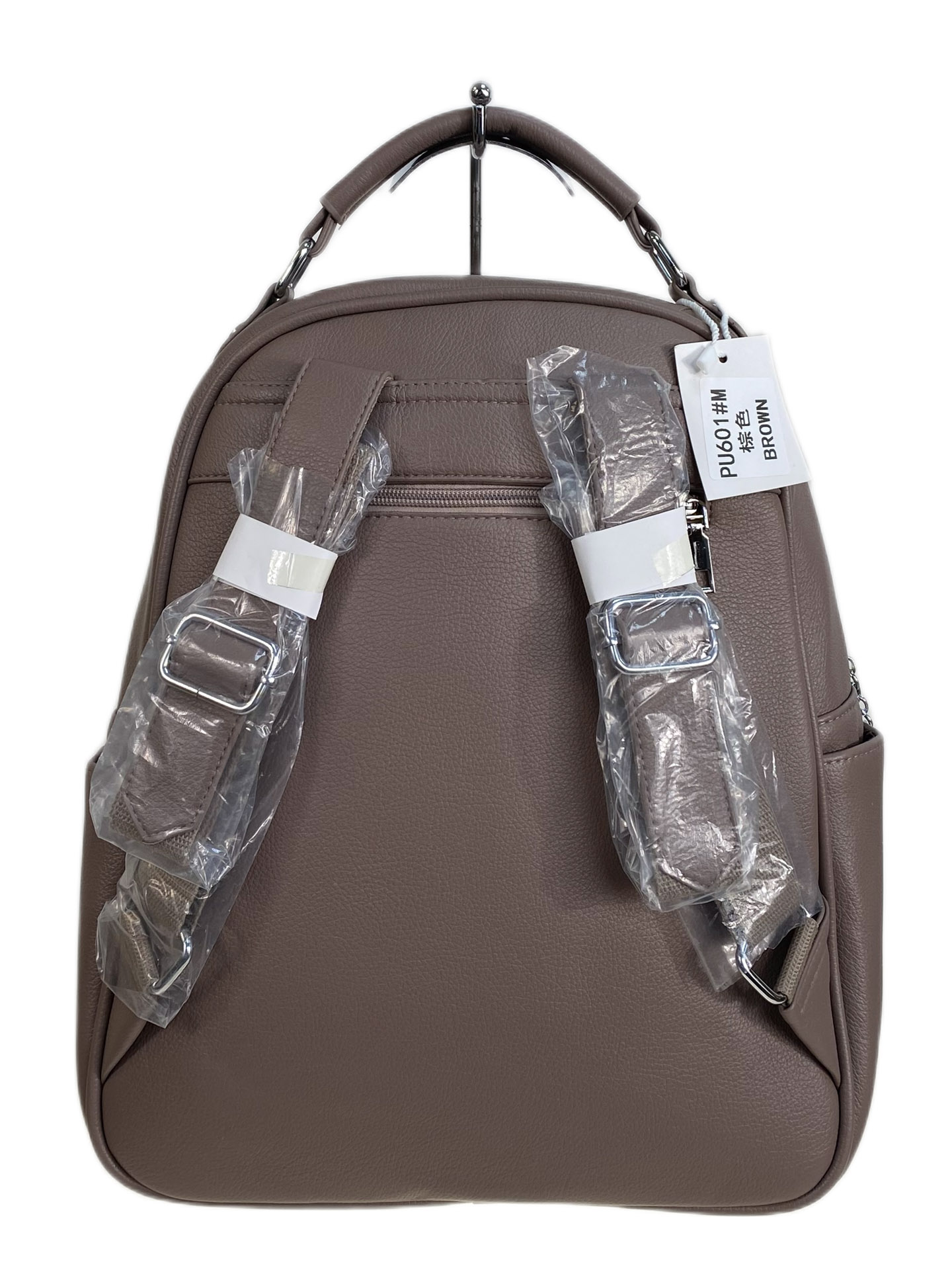 На фото 2 - Женский рюкзак из искусственной кожи, цвет коричневый