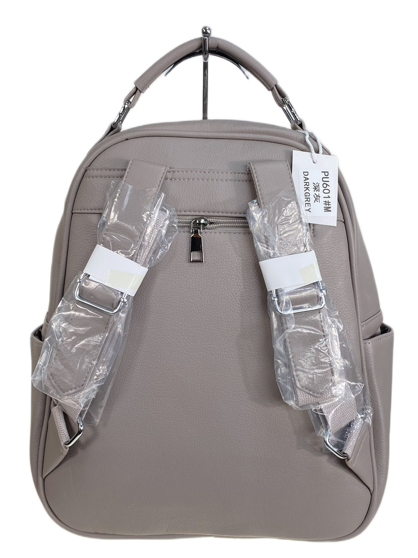 На фото 2 - Женский рюкзак из искусственной кожи, цвет светло серый