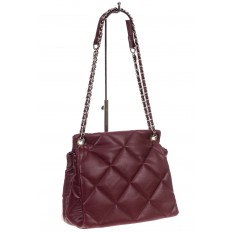 На фото 3 - Женская сумка стеганая с цепочкой из искусственной кожи, цвет бордовый
