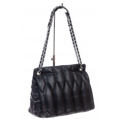 На фото 3 - Женская стеганная сумка из искусственной кожи, цвет черный