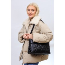 На фото 1 - Женская сумка из искусственной кожи, цвет черный