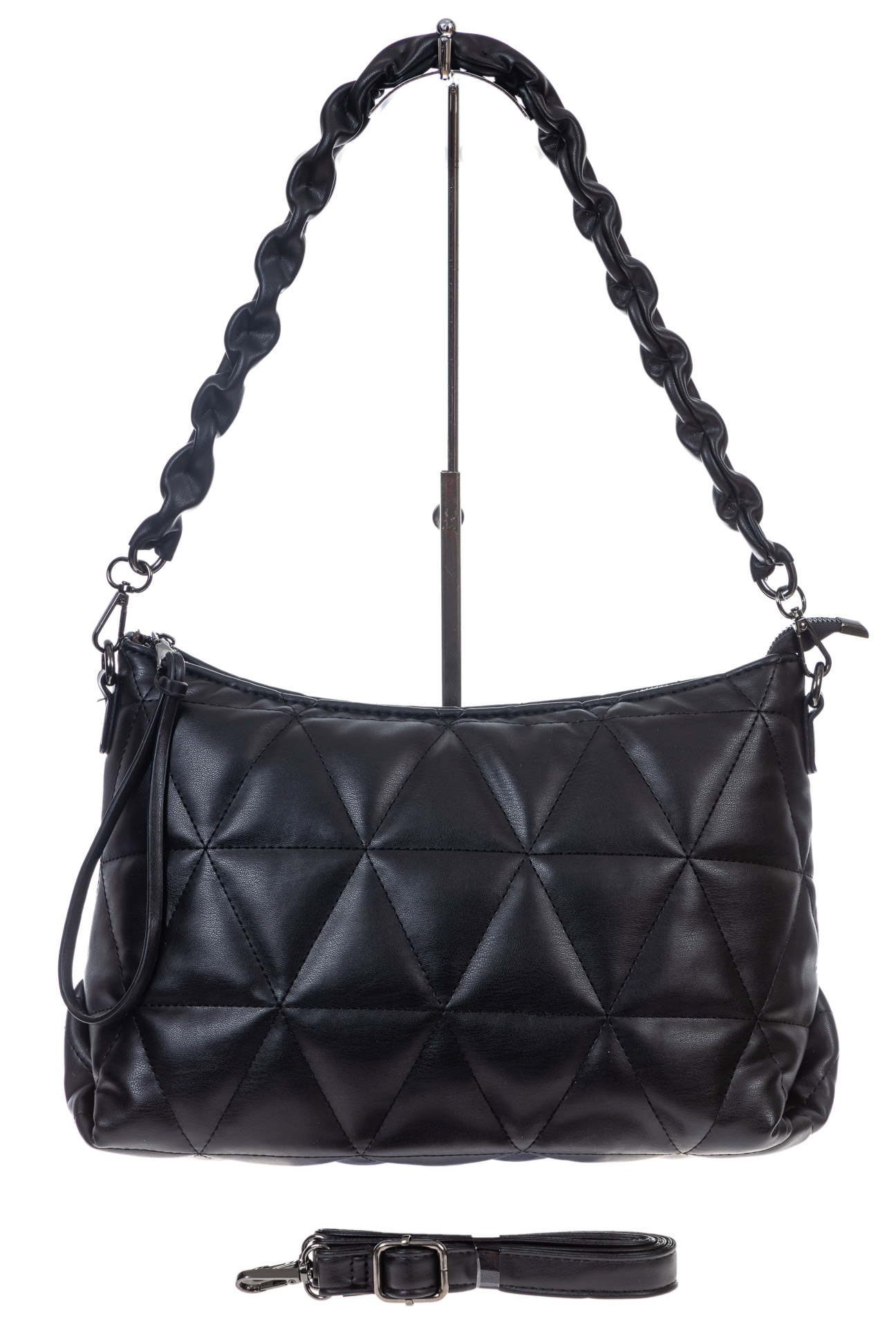 На фото 2 - Женская сумка из искусственной кожи, цвет черный