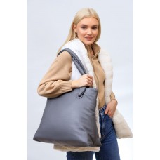 На фото 1 - Женская сумка-шоппер из искусственной кожи, цвет серый