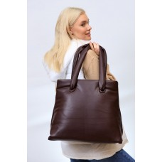 На фото 1 - Женская сумка-шоппер из искусственной кожи, цвет шоколад