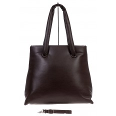 На фото 2 - Женская сумка-шоппер из искусственной кожи, цвет шоколад