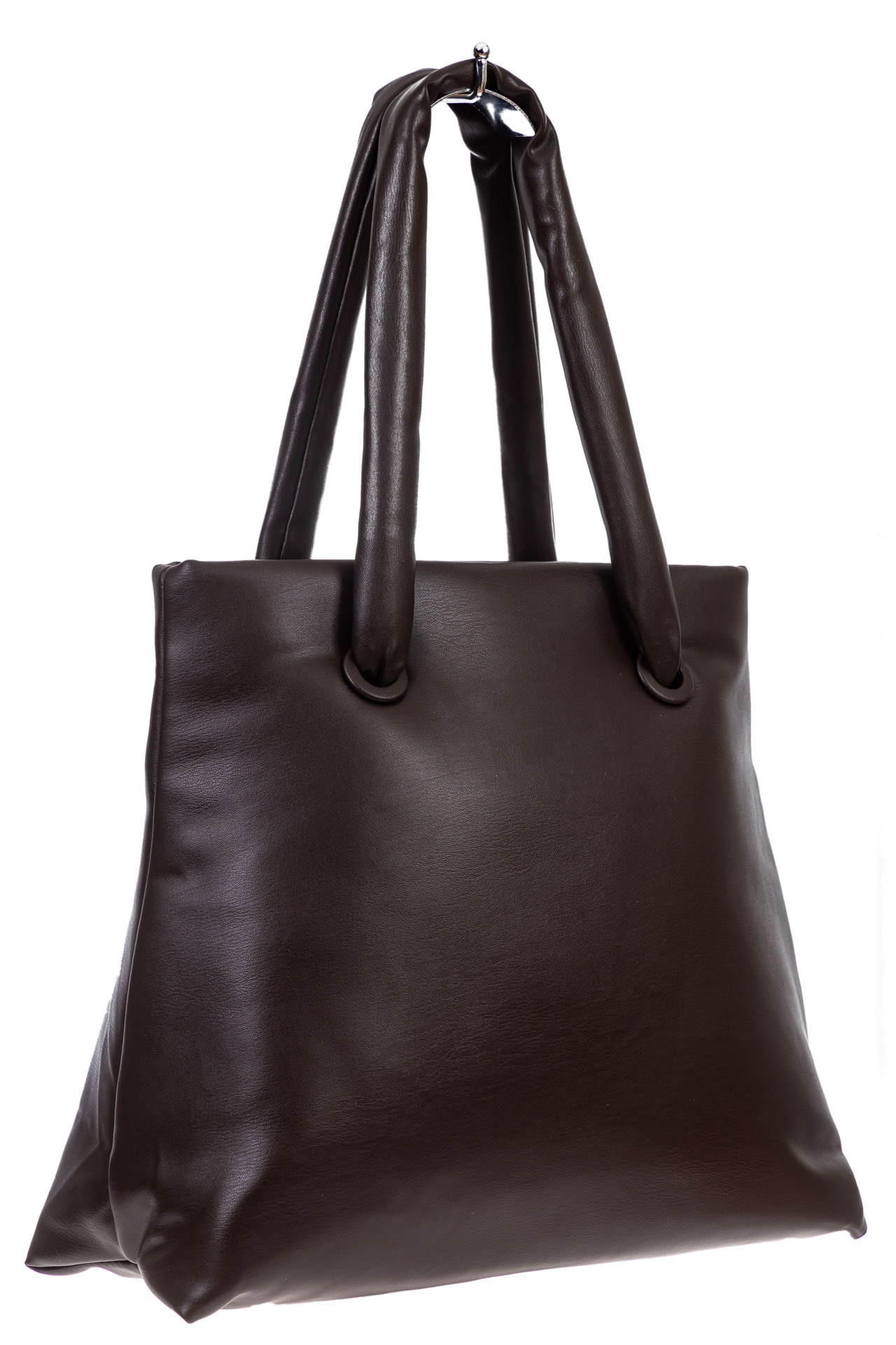 На фото 3 - Женская сумка-шоппер из искусственной кожи, цвет шоколад