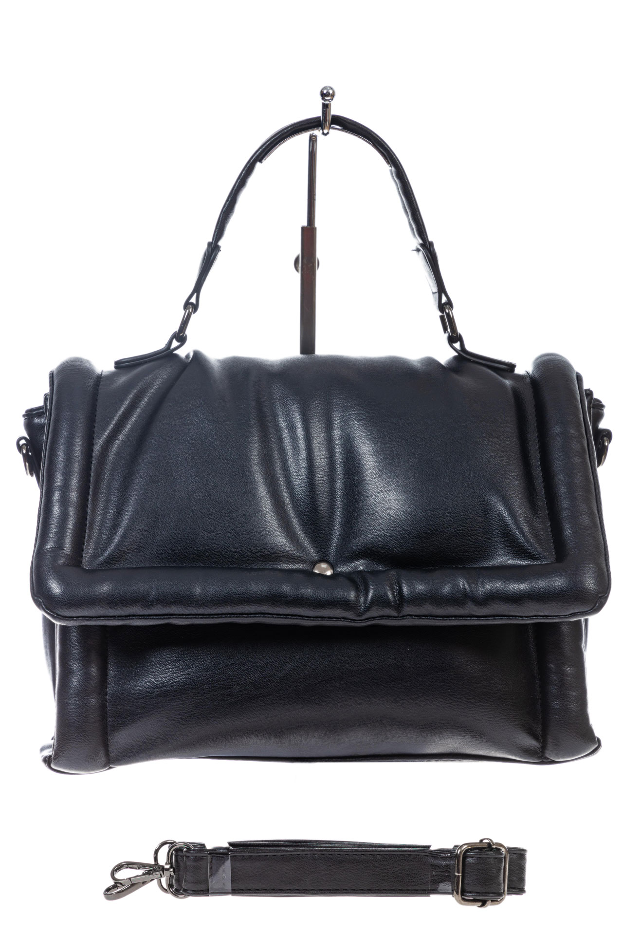 На фото 2 - Женская сумка кросс боди из искусственной кожи, цвет  черный