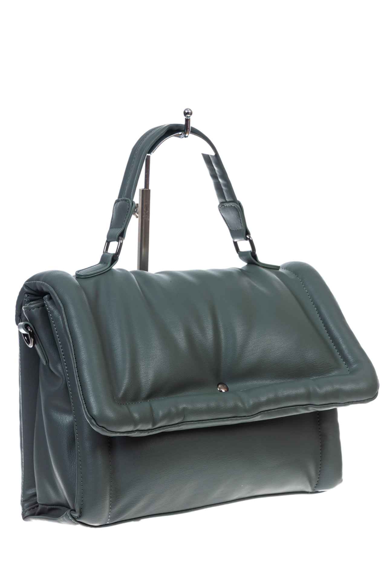 На фото 3 - Женская сумка кросс боди из искусственной кожи, цвет серо-зеленый
