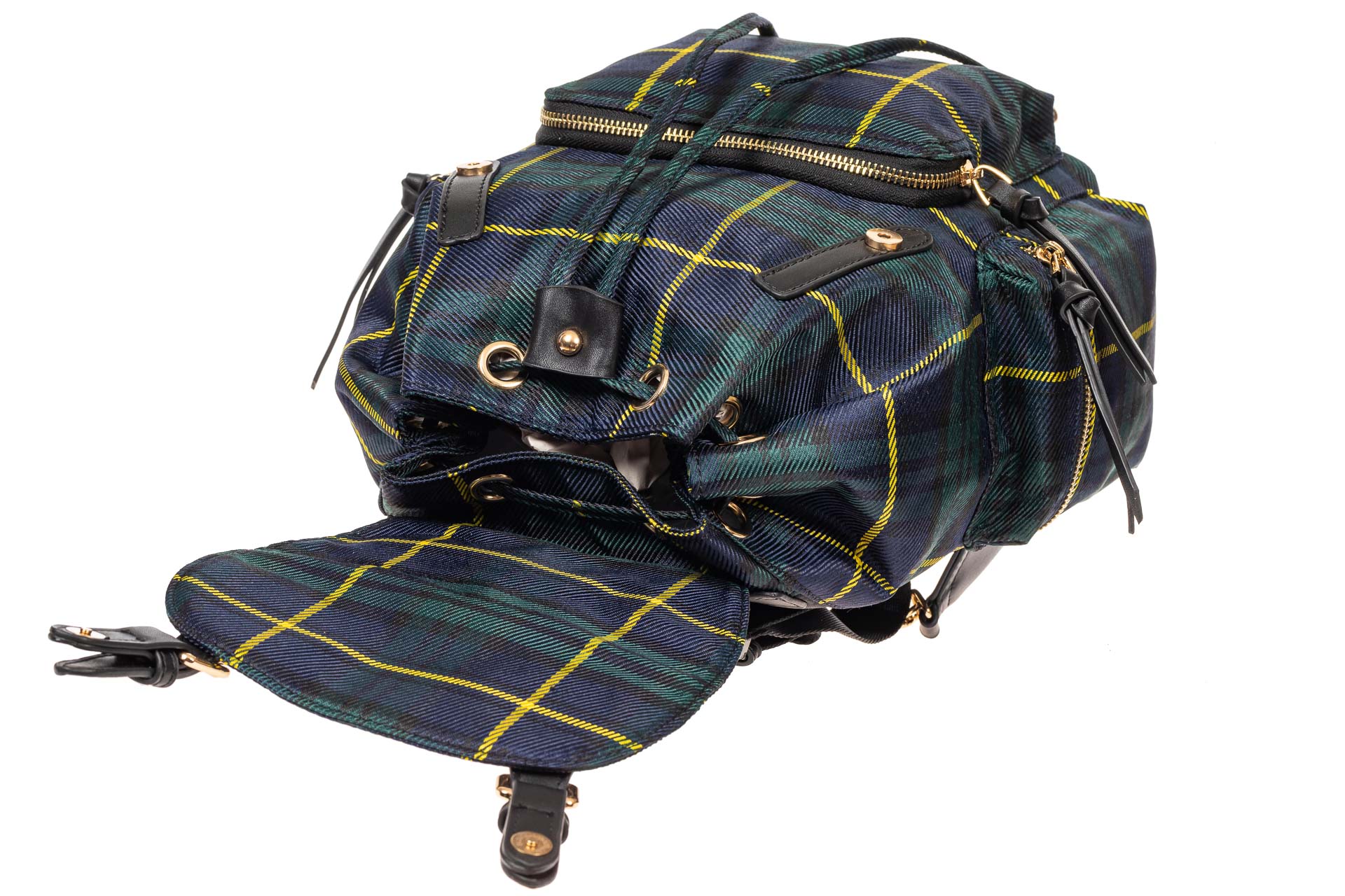 На фото 4 - Женский клетчатый рюкзак из текстиля, цвет зелёный