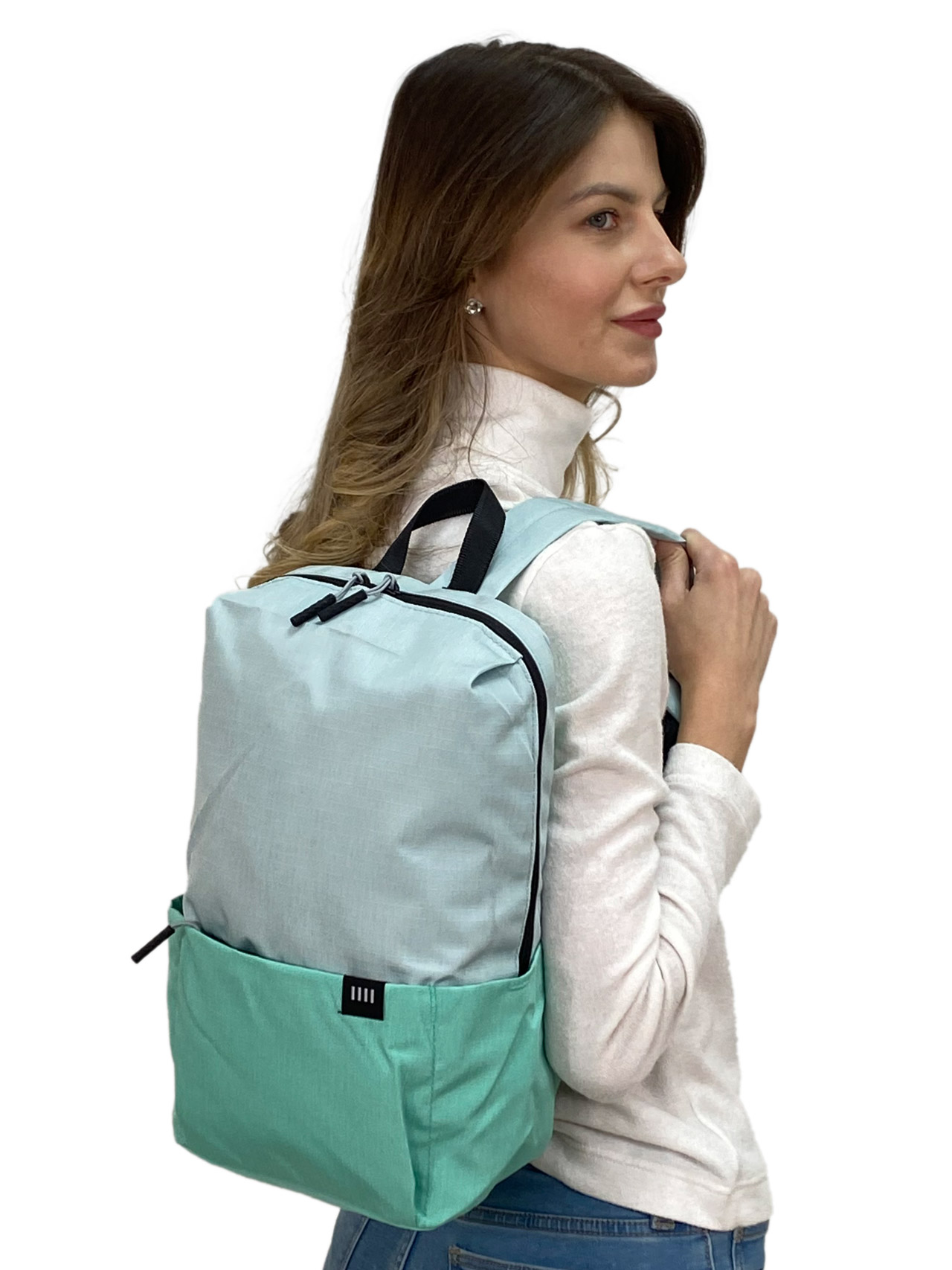 На фото 1 - Молодежный рюкзак из текстиля, цвет бирюзовый