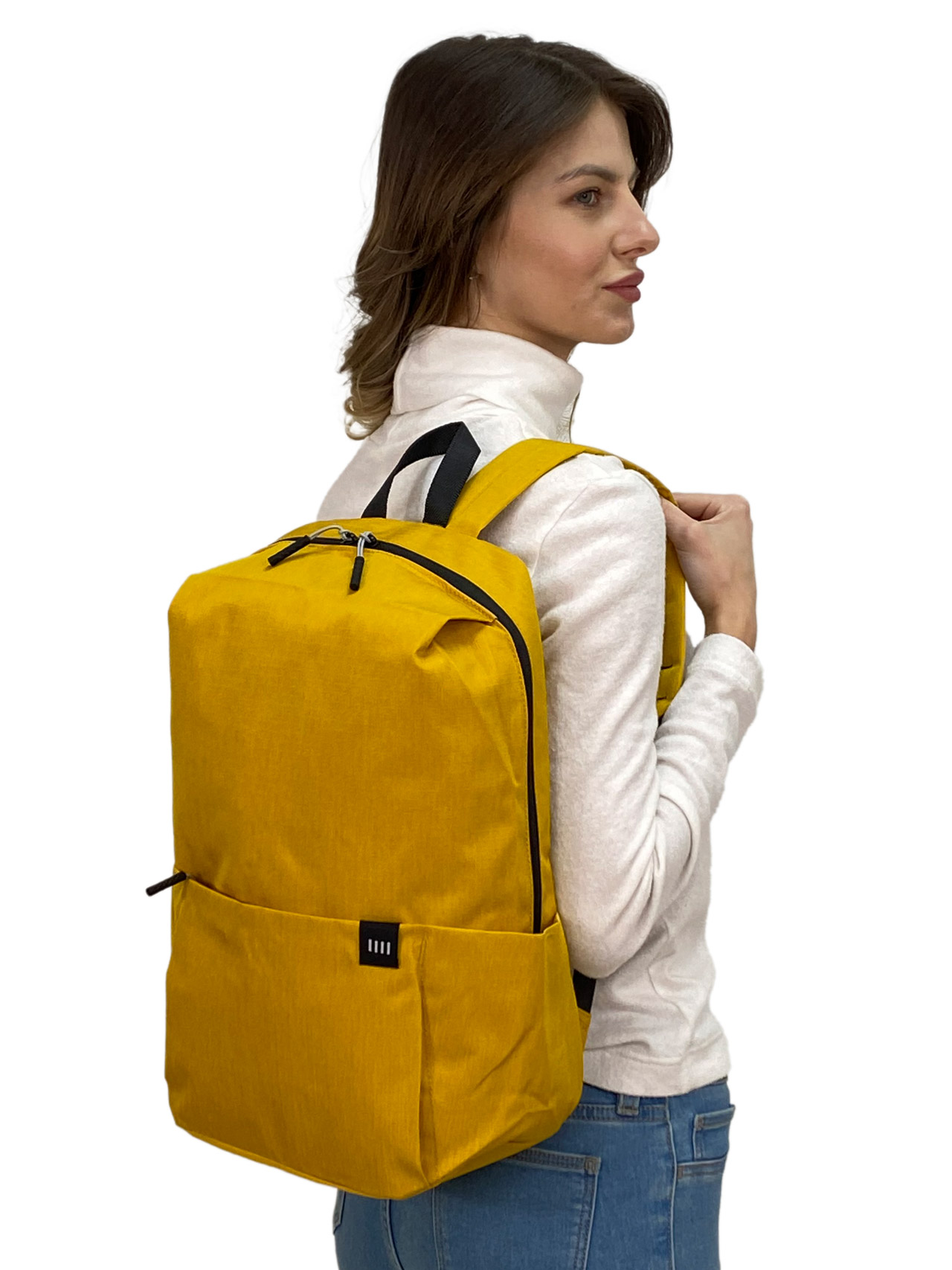 На фото 1 - Молодежный рюкзак из текстиля, цвет желтый 