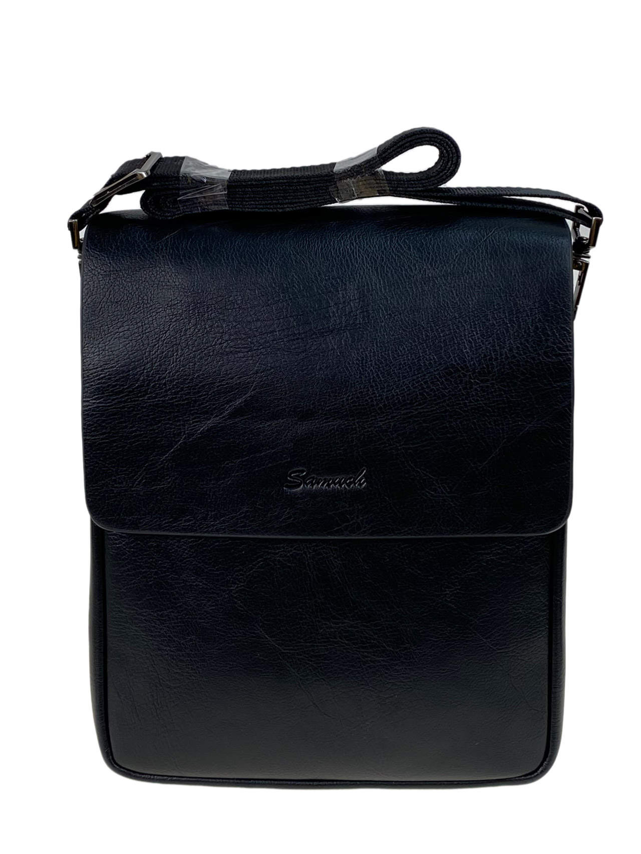 На фото 1 - Мужская сумка планшет из натуральной кожи цвет черный 