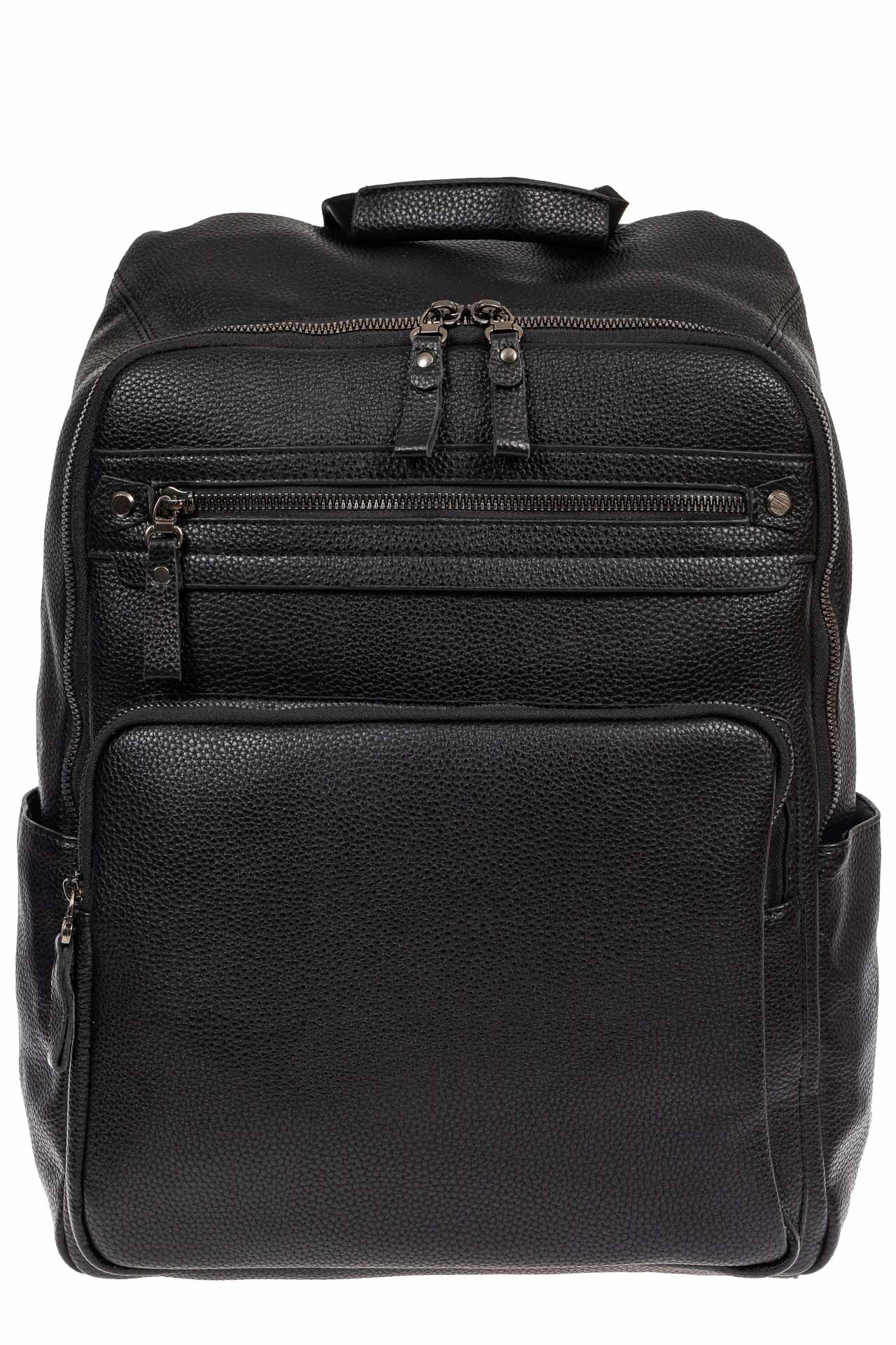 На фото 2 - Рюкзак мужской из фактурной экокожи с карманом для ноутбука, цвет чёрный
