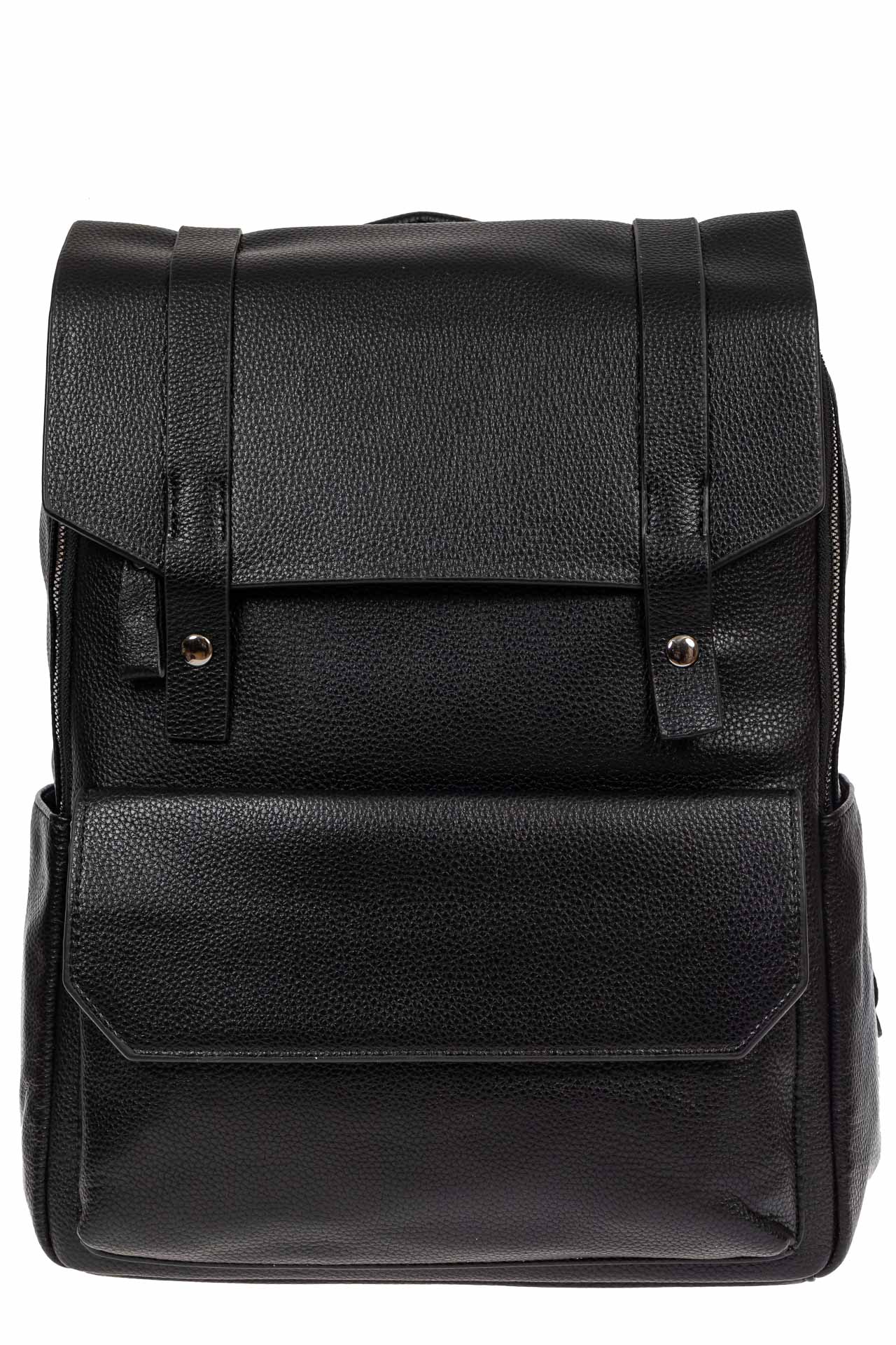 На фото 2 - Рюкзак мужской из фактурной искусственной кожи с карманом для ноутбука, цвет чёрный